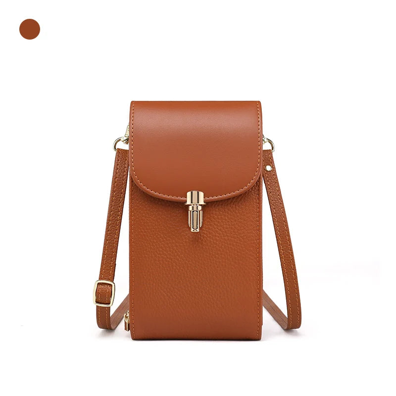 Crossbody Bag – 8 Card Slots – Genuine Leather – Lychee Pattern | KIMLUD