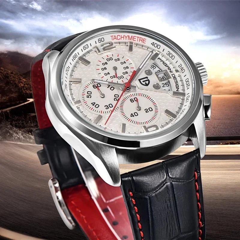 Premium Military Leather Quartz Watch — Black | KIMLUD