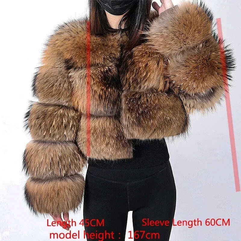 KIMLUD, MAOMAOKONG Super Hot Winter Women Luxury Thick Real Raccoon Fur Coat Natural Fox Fur Jacket Plus Size Furry Jackets Female Vest, KIMLUD Womens Clothes