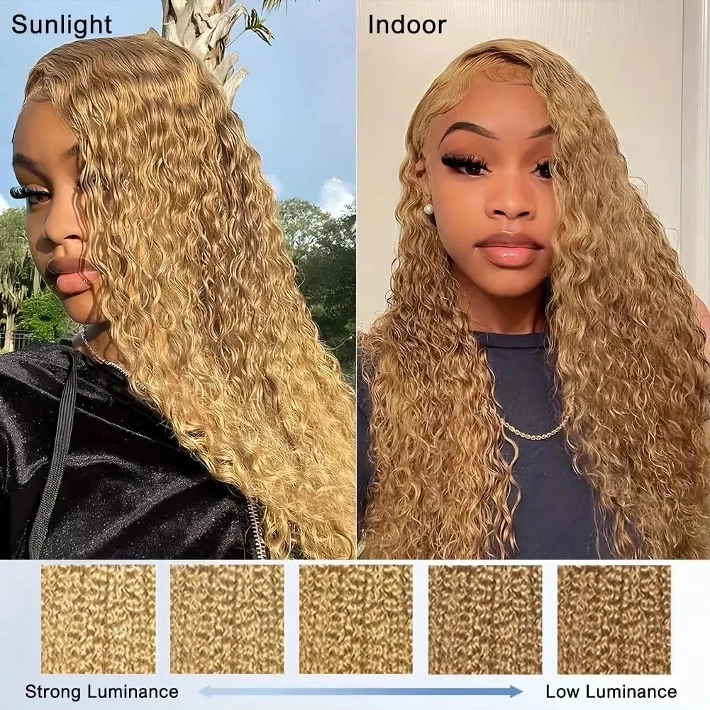Remy Vietnamese Lace Front Wig — Loose Curly Deep Wave Honey Blonde | KIMLUD