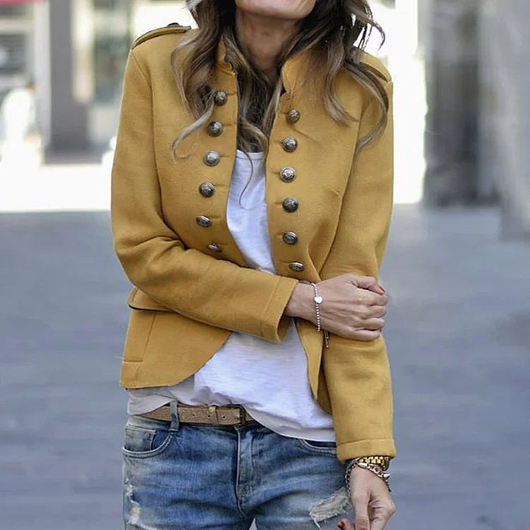 Everyday Stand Collar Long Sleeve Double Breasted Jacket Women Spring Fashion Slim Fit Top Elegant All-match Jacket Outerwear