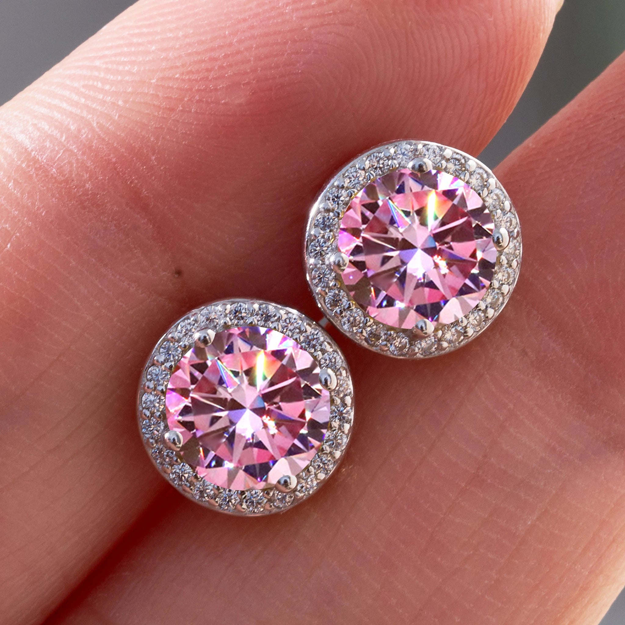 Sterling Silver Moissanite Round Stud Earrings 1.0ct Total — Colorless | KIMLUD