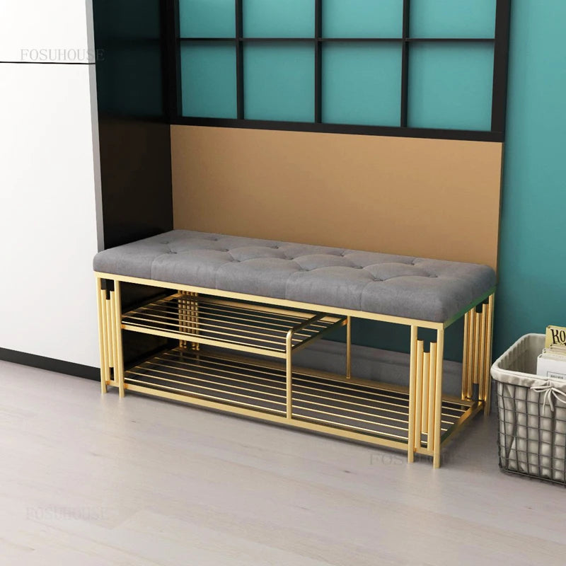 Light Luxury Shoe Storage Ottoman — Black | KIMLUD