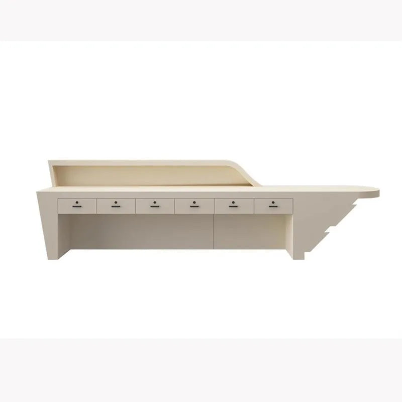 Sculpted Reception Desk LED Halo — Cool Gray | KIMLUD