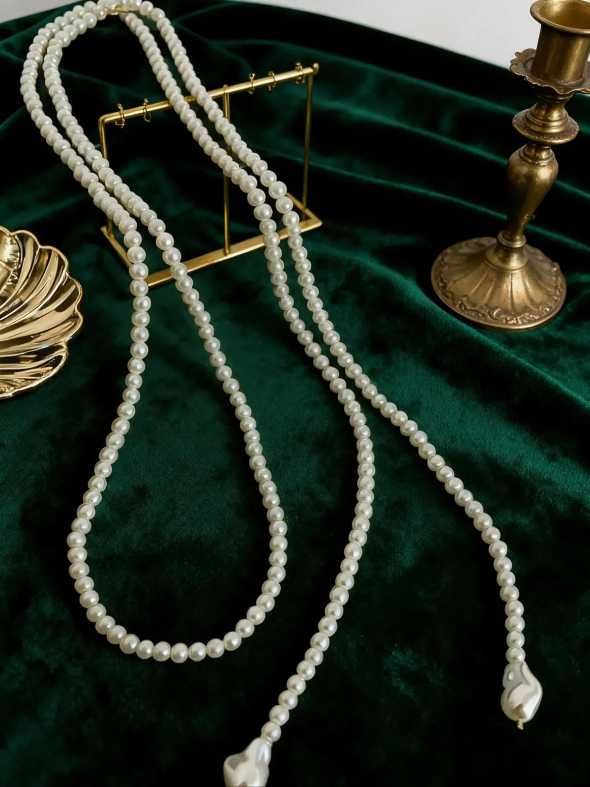 Pearl Necklace – Multilayer Imitation Pearl – Waterdrop Baroque Pendant | KIMLUD