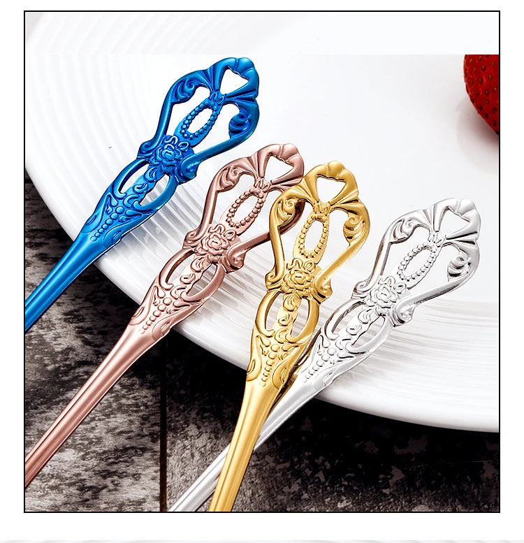 Gold-Plated Stainless Steel Cutlery Set Royal European Spoon Fork Collection — Golden | KIMLUD