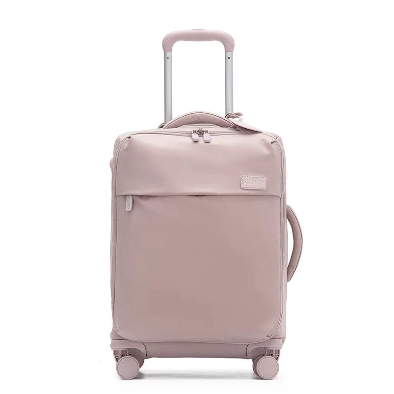 Oxford Cloth Luggage Case With Swivel Wheels — Black | KIMLUD