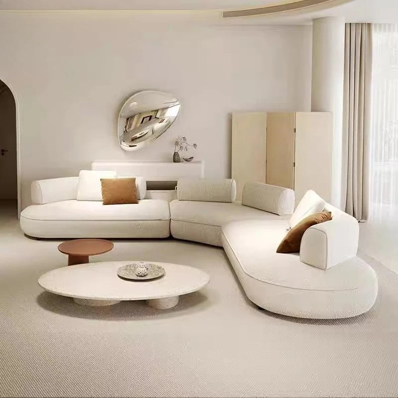 Italian Luxurious Living Room Modular Sofa Set with High-end Villa Quality Velvet Design Curved Sofa