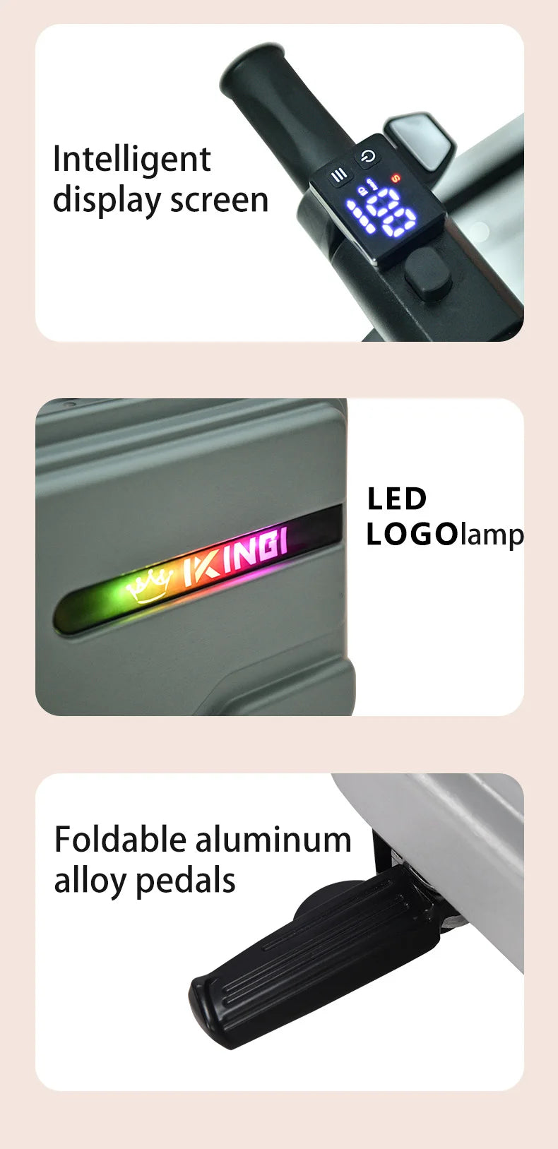 Polycarbonate Luggage Electric Scooter With Aluminum Frame And Quiet Glide — Silver | KIMLUD