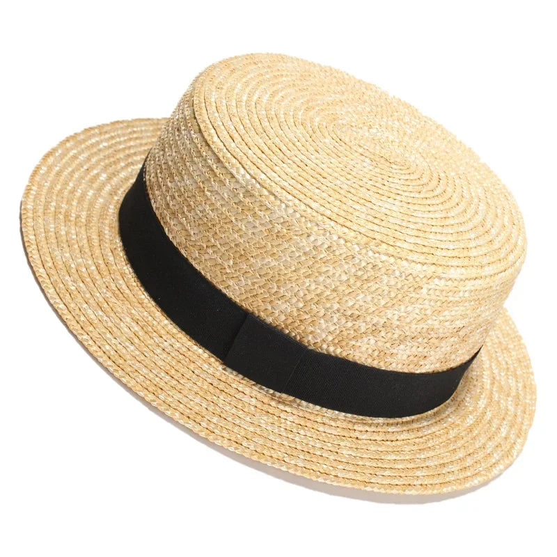 Wheat Straw Classic Boater Fedora Hat — Natural | KIMLUD