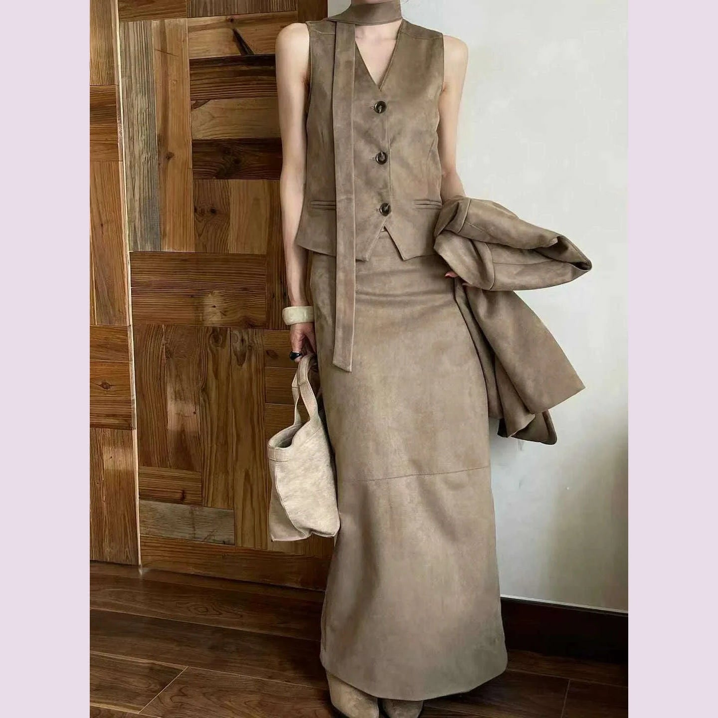 kwtx-2025-womens-3-pcs-suit-set-spring-fall-v-neck-blazer-single-breasted-vest-ribbon-tie-skirt-solid-color-elegant-retrokimlud-womens-fashion-34628589
