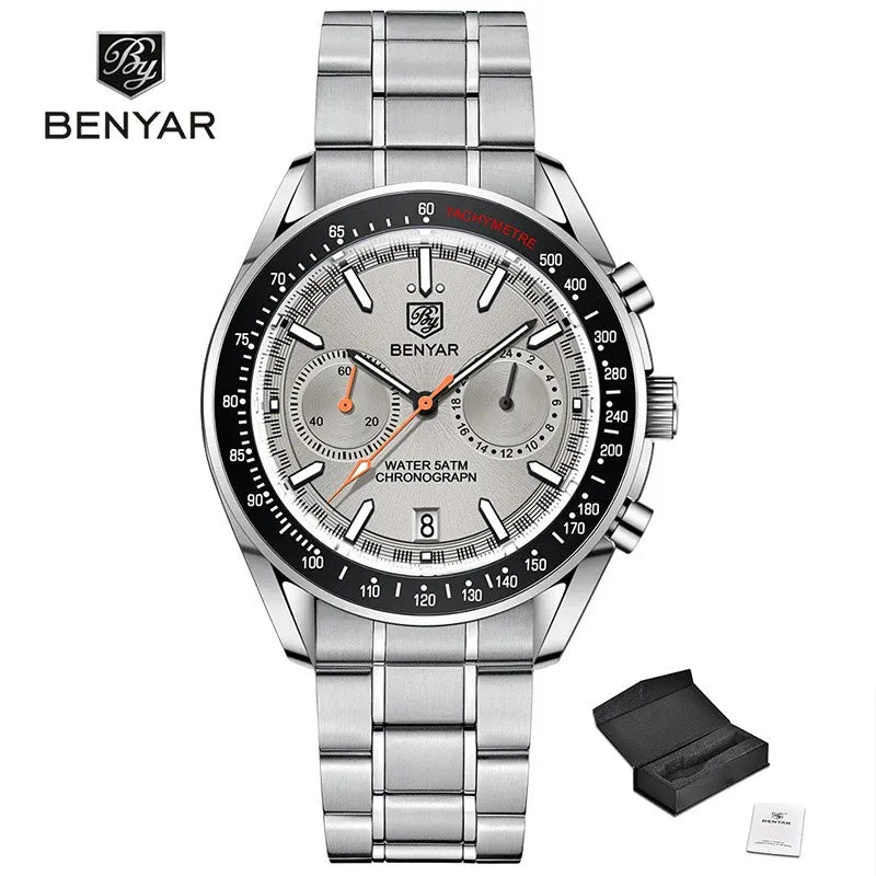 BENYAR Mens Watches Top Luxury Moon Watch For Men Quartz Chronograph Waterproof Military Sports Luminous Clock Reloj Hombre