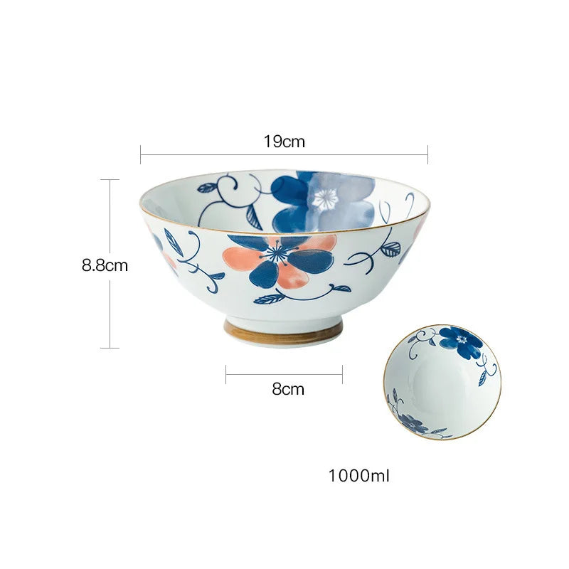 Hat-Bowl Porcelain 7.5-Inch Ramen Bowl — Blue-White | KIMLUD