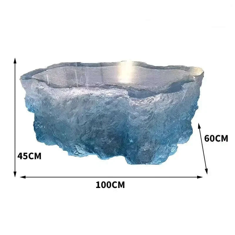 KIMLUD, Transparent Island Villa Bar Home Art High-end Resin Glacier Coffee Table, KIMLUD Womens Clothes