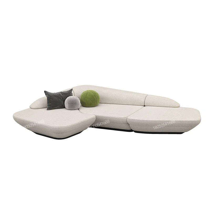 Modern Curved Leather Luxury Sofas — Gray | KIMLUD
