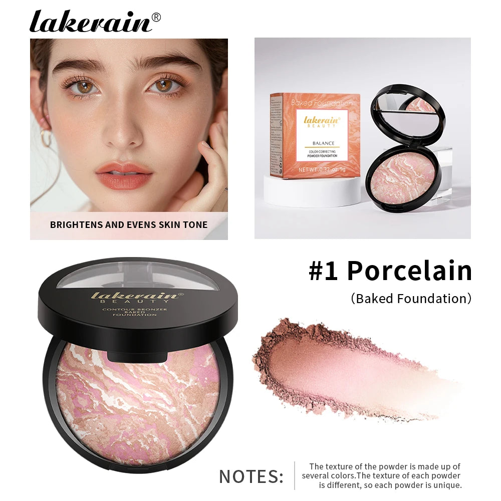 Baked Powder Palette Color Correcting Powder Foundation Balance & Brighten Coverage Semi Matte Natural Finish 1Piece 9g