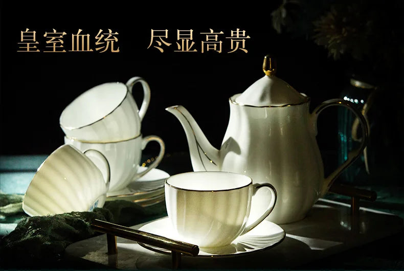 Bone China Dinnerware Set With Gold Accents — White | KIMLUD