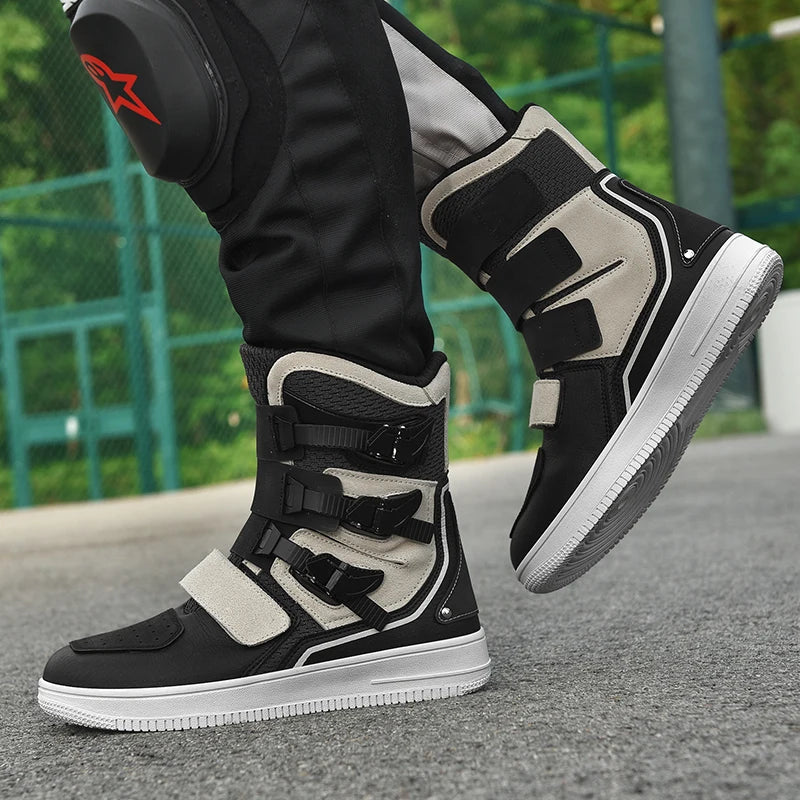 Motorcycle Boots – Windproof High Top – Leather – Mid-Calf | KIMLUD