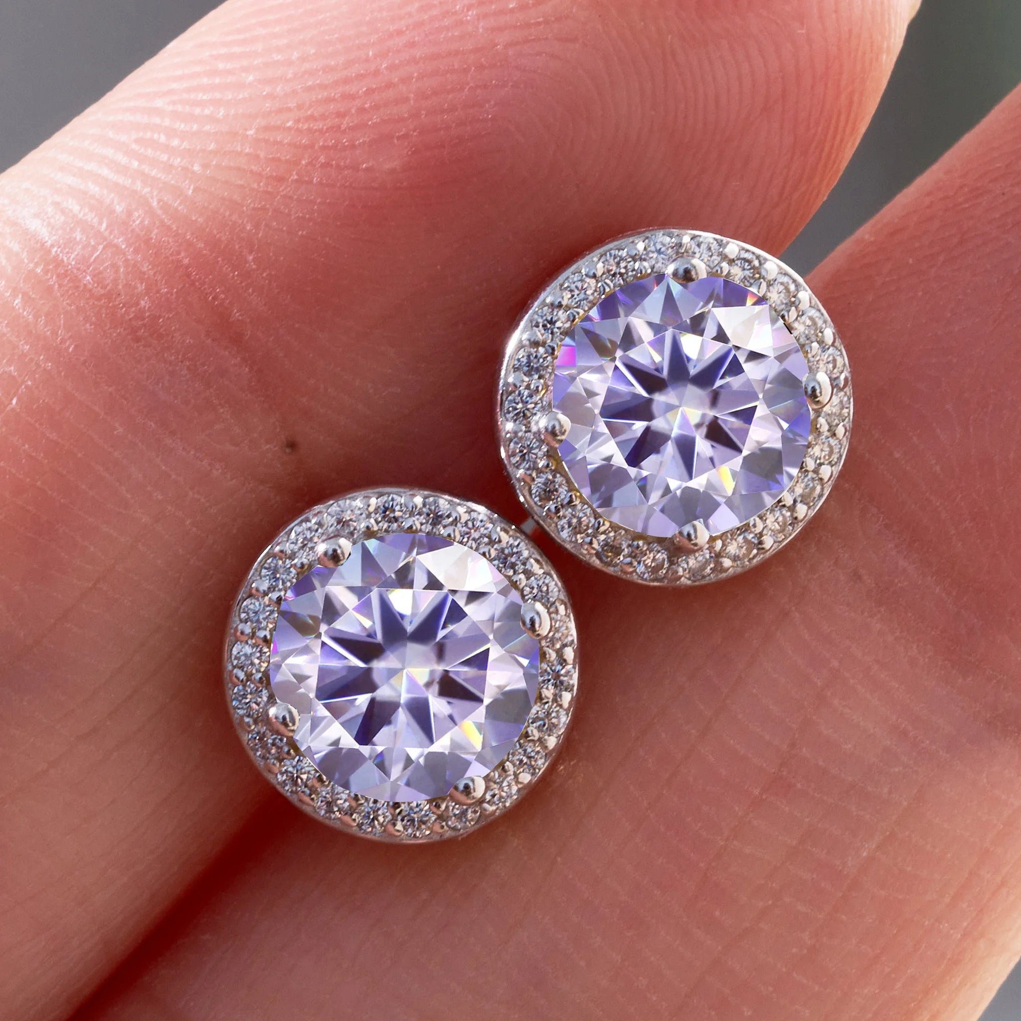 Sterling Silver Moissanite Round Stud Earrings 1.0ct Total — Colorless | KIMLUD