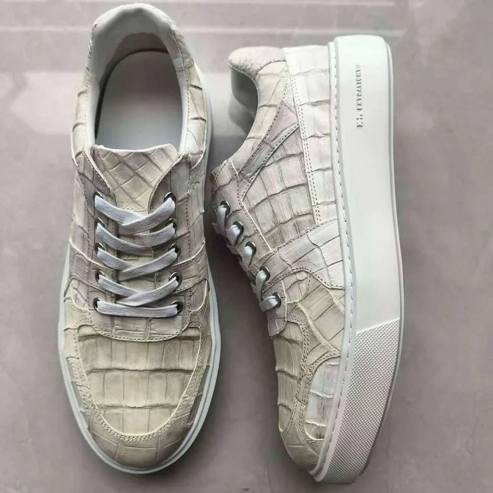 KIMLUD, 2025 new arrival Fashion Crocodile Skin causal shoes men,male Genuine leather Sneakers pdd665, KIMLUD Womens Clothes