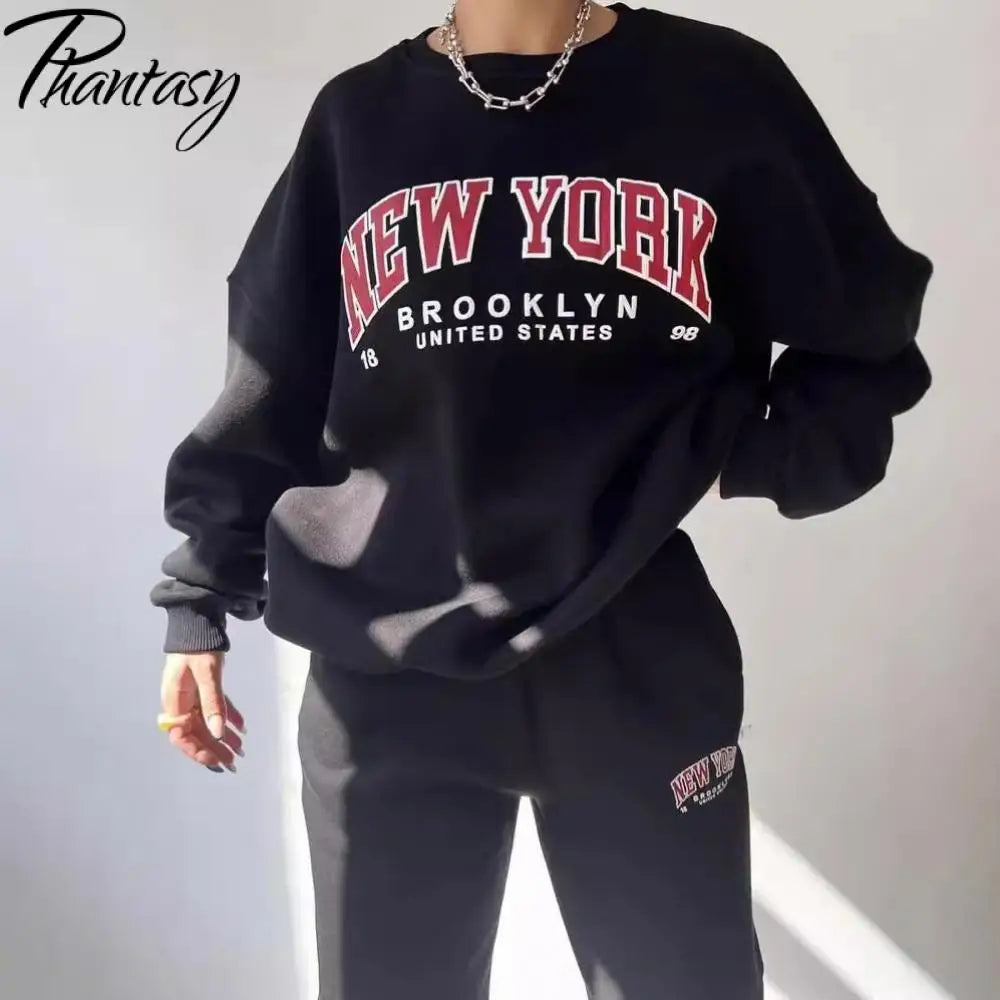 Soft Cotton Tracksuit Letter Print — Ivory | KIMLUD