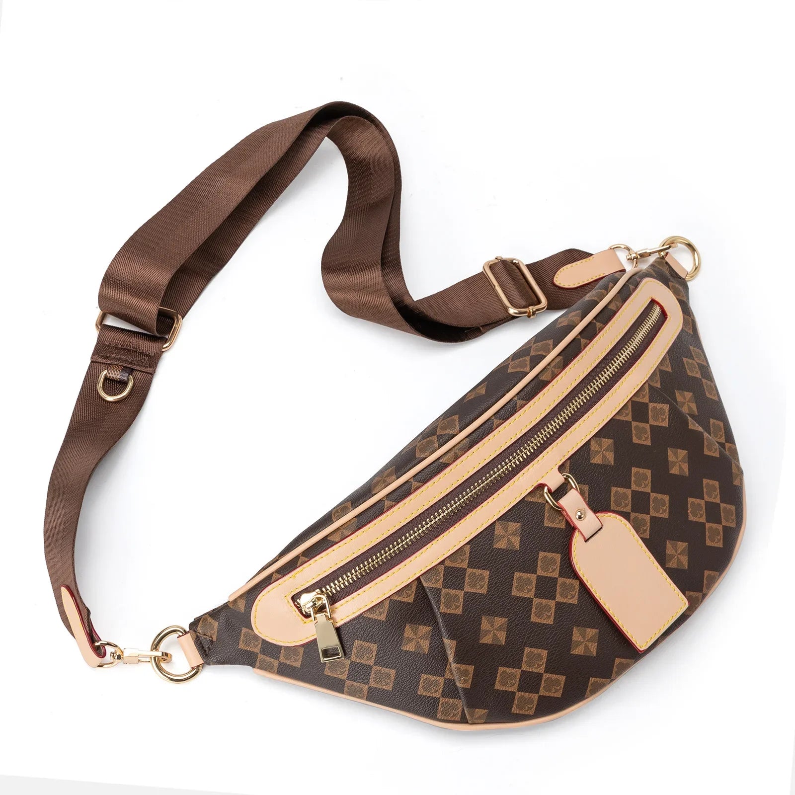 Vintage Four-Leaf Clover Windmill Diamond Pattern Women's Crossbody Chest Bag Outdoor Sports Travel Cycling Sling Bag