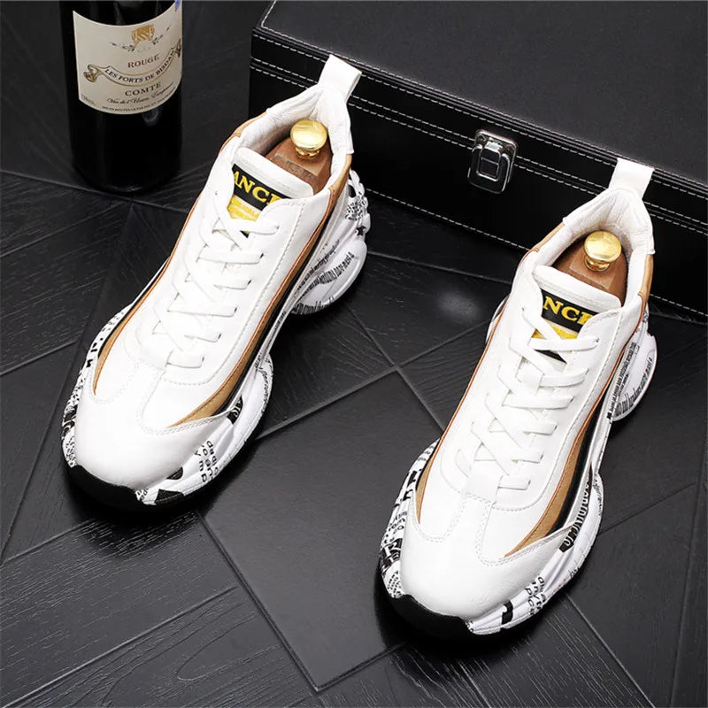 New Fashion Thick Sole Platform Sneakers Men Vulcanize Shoes Man Mixed Color Chunky Shoes Men Trainers Soft Shoes BM1198