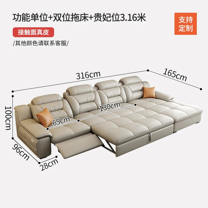 Multifunctional Designer Sofa Bed With Storage System For Spacious Living — Ivory-Beige | KIMLUD