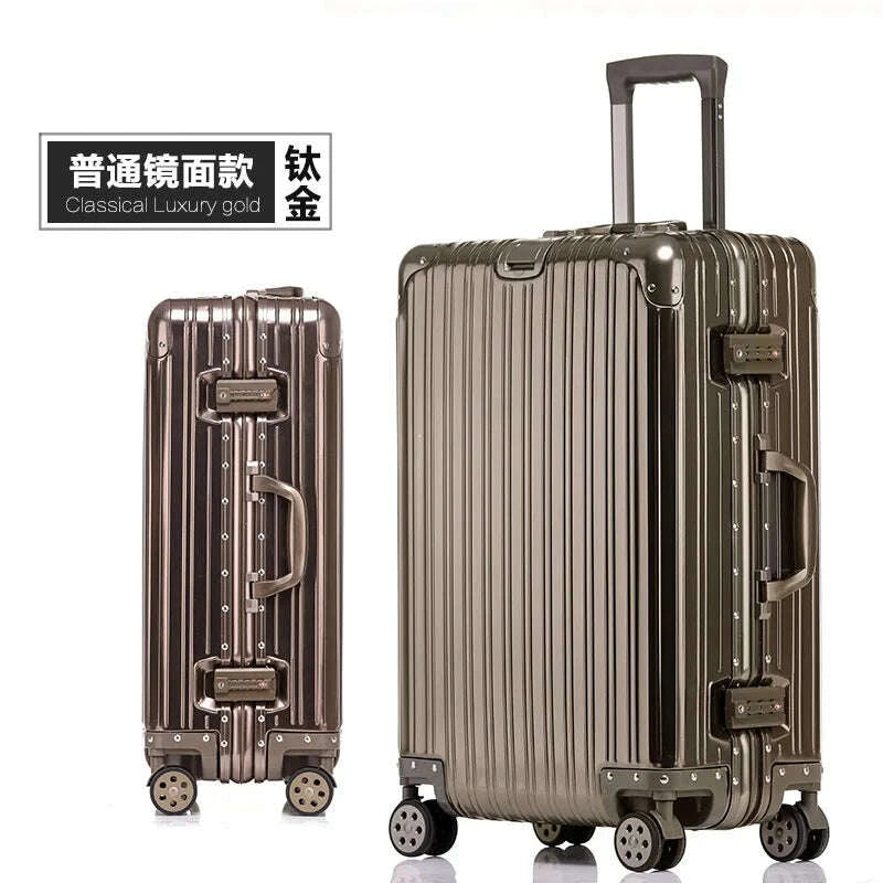 KIMLUD, 100% Aluminum Suitcase Cabin 20/26/30 inch TSA Customs Lock Aluminum Carry on Luggage Metal Hard Trolley Case Travel Suitcases, KIMLUD Womens Clothes