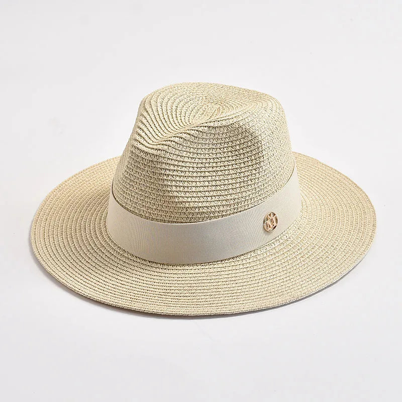 Panama Style Sun Hats Ribbon Decoration — Natural | KIMLUD