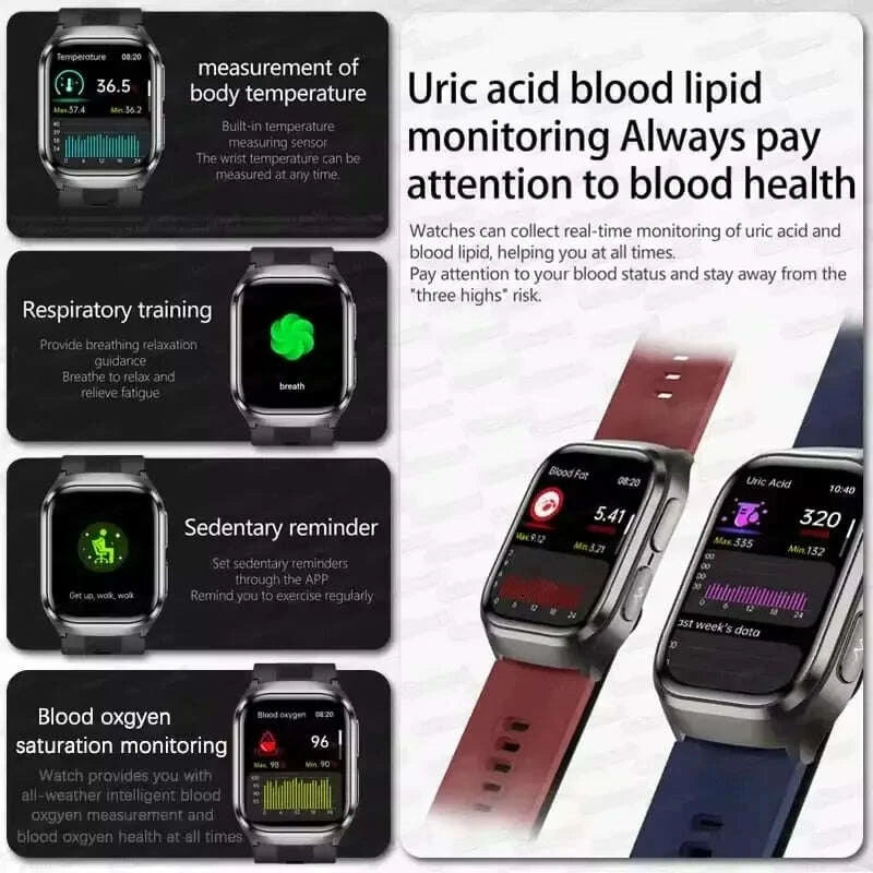 KIMLUD, 2025New Heart Health Analysi NFC Air Pump+Air Bag Smart Watch Men Accurate Blood Pressure Uric Acid ECG Call Smart Bracelet lady, KIMLUD Womens Clothes