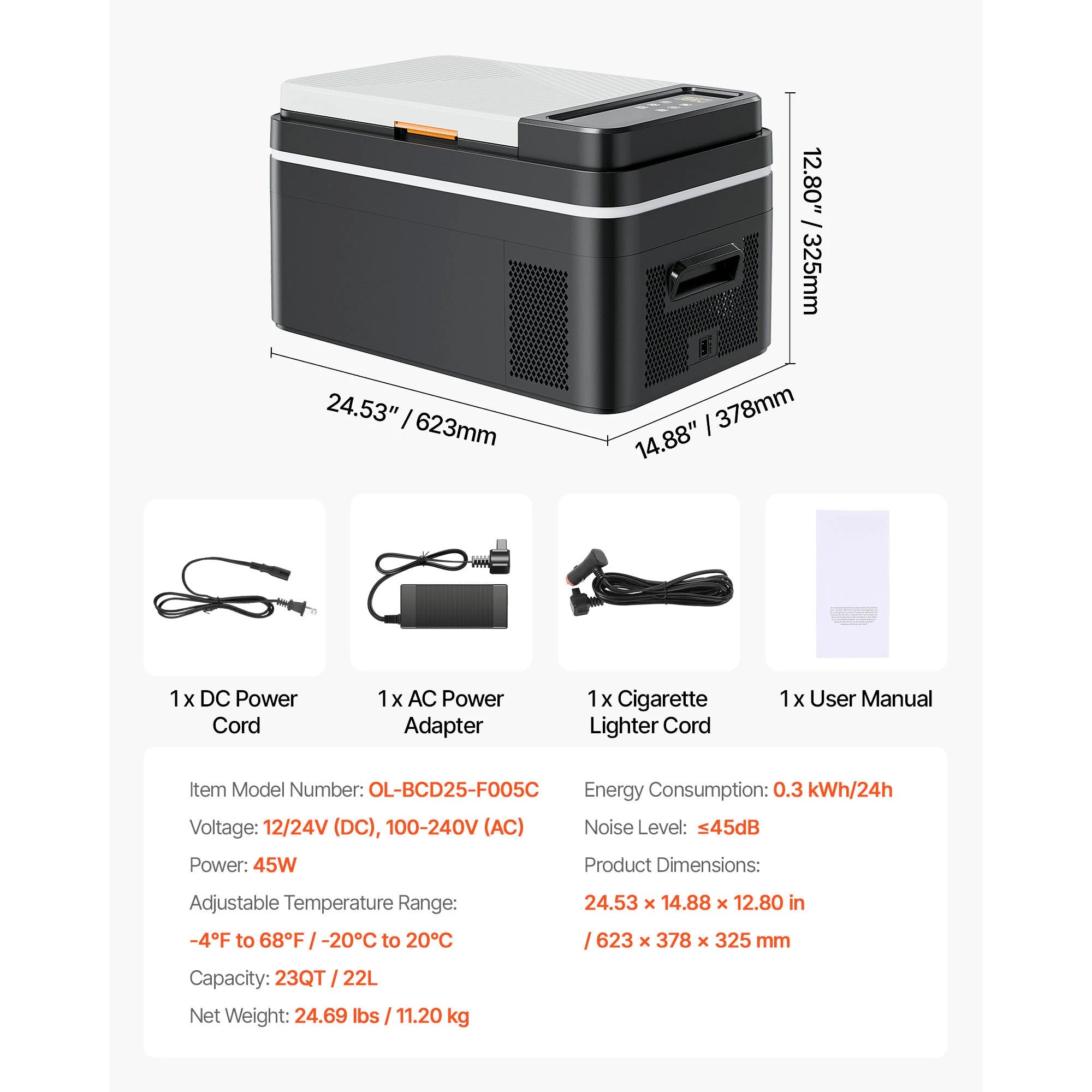 Portable Car Refrigerator 20L Premium — Black | KIMLUD
