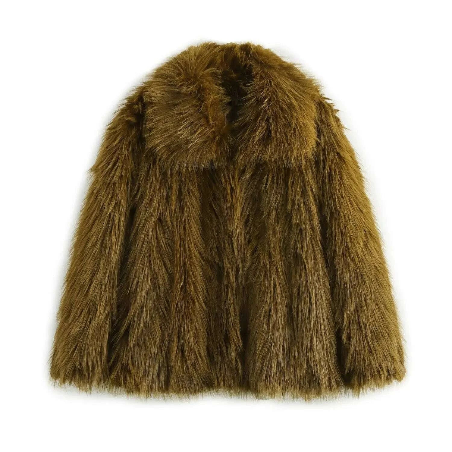 KIMLUD, European And American Style Autumn And Winter New Women's Clothing High-end Artificial Fur Effect Lapel Short Jacket, KIMLUD Womens Clothes