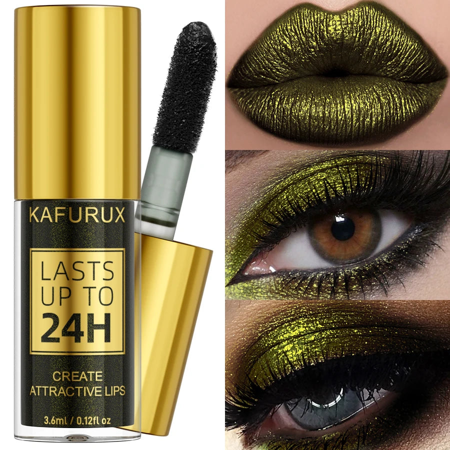 3 Colors Smoky Green Eyeshadow&Lipstick Pencil Stick Waterproof Pearlescent Metallic Glitter for Eye or Lip Makeup Tool Gifts