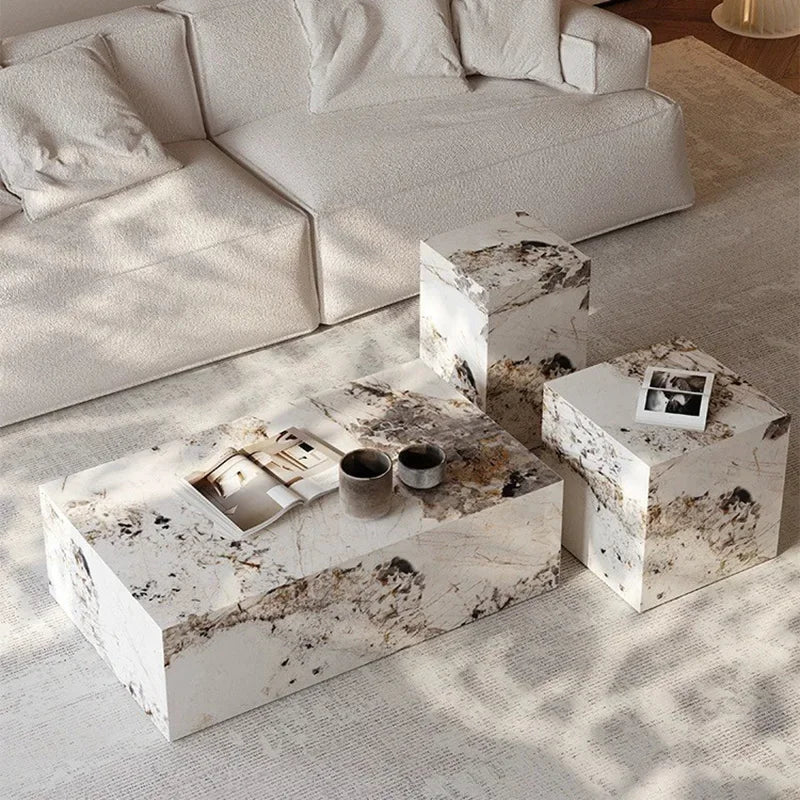 Marble Side Table Minimalist Modern — White | KIMLUD