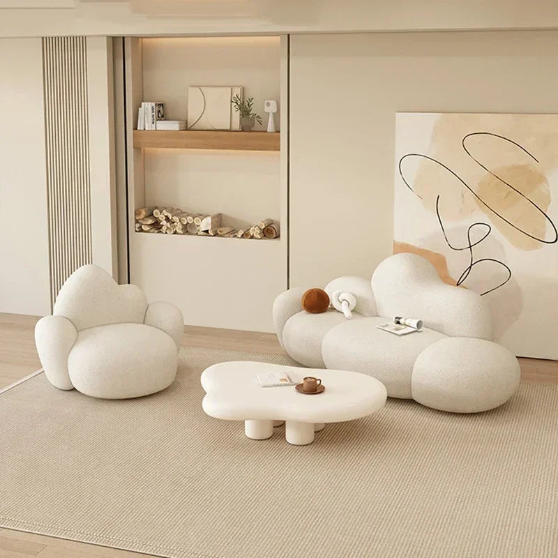 Lambswool Modern Sofa Mid Century Luxe Comfort Quiet Luxury Upholstery — White | KIMLUD