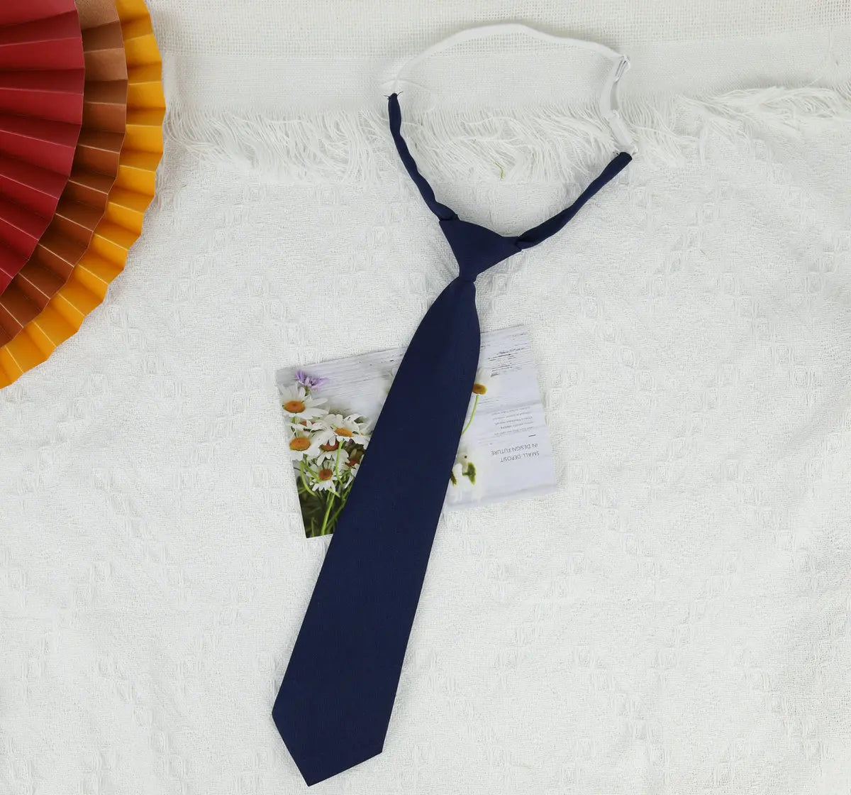 Trendy Black and Navy JK Tie Girl's Boy's Korean Uniform for Students Pre-tied Short Tie with Handmade Design