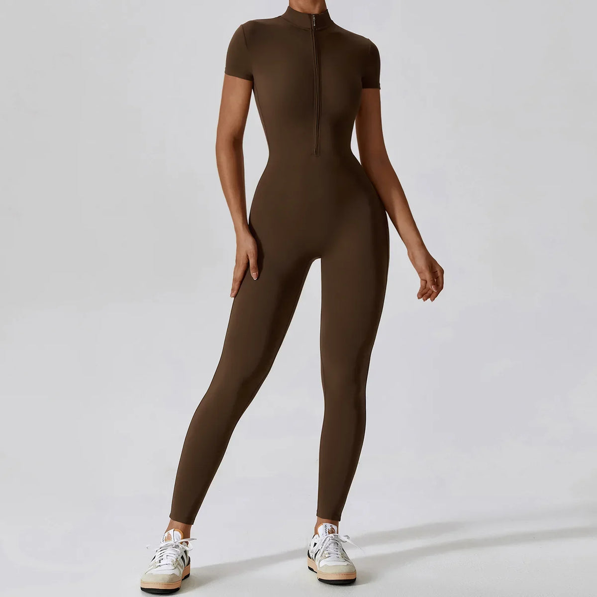 Yoga Jumpsuit – Seamless Zipper – Polyester Long Sleeve | KIMLUD