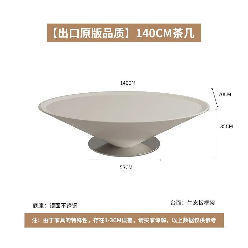 Minimalist Round Coffee Table Unique Aesthetic — White | KIMLUD