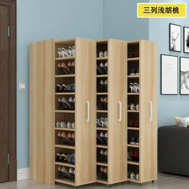 Sliding dustproof shoe cabinet, large capacity wheeled side pull shoe rack storage drawer type seam storage cabinet at home entr