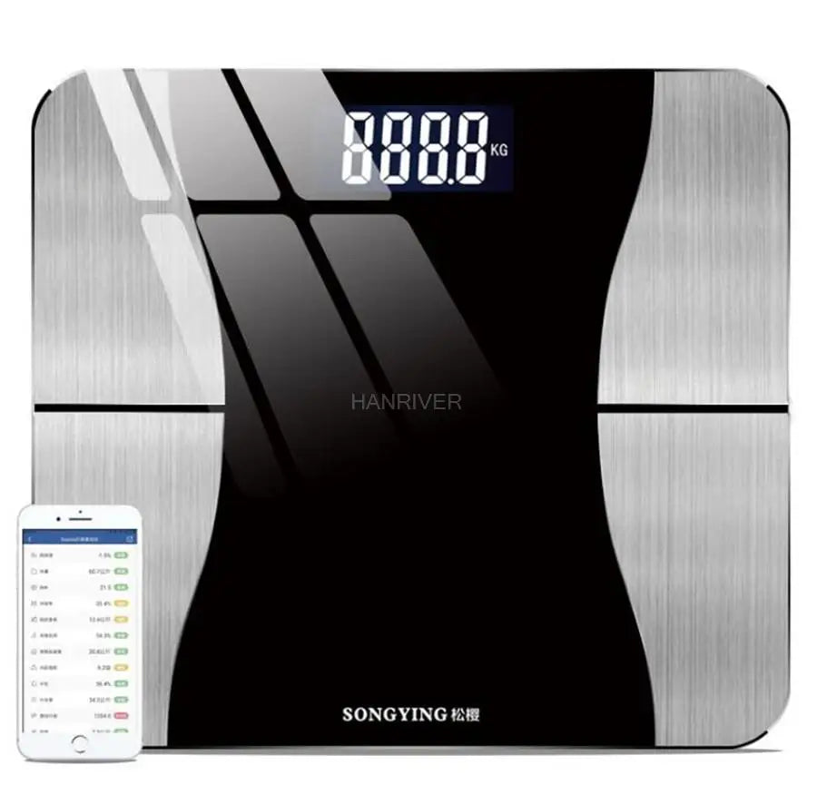 Tempered Glass Bluetooth Body Fat Scale With Smartphone App — Pink | KIMLUD