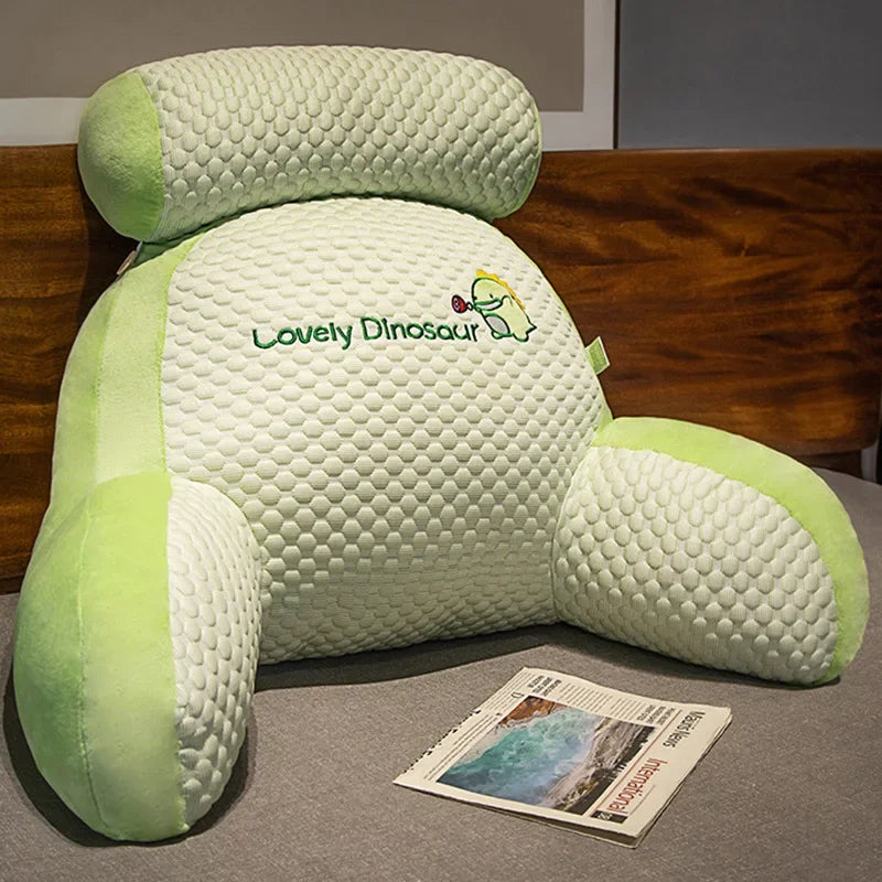 All Season Plush Reading Pillow With Headrest And Lumbar Support For Chair And Bedside — Grey | KIMLUD
