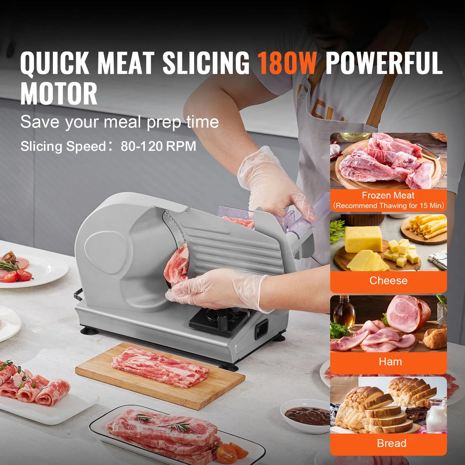 Stainless Steel Meat Slicer Electric — Silver | KIMLUD