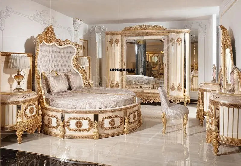 European Luxury Bed Solid Wood Princess Unique Romantic Adult Quality Designer Bed Modern Sleeping Wedding Beliche Furniture