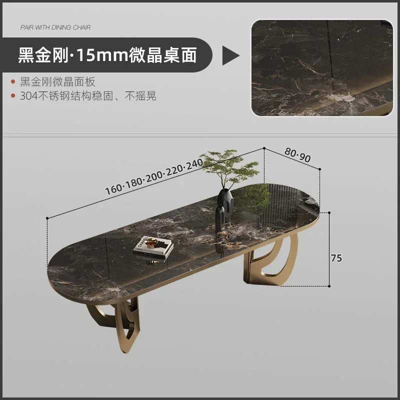 luxury Kitcjen Dining Table Set 6 People Desk legs metal Marble Dining Table Coffee Multifunctional mesa comedor home furniture