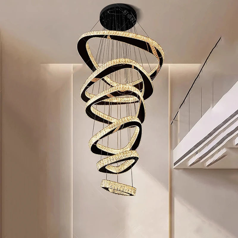 Ring Pendant Light With Dimmable LED Rings — Antique Gold | KIMLUD