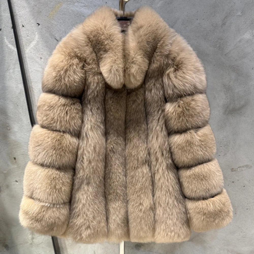 Long Fox Fur Coats Wholesale Winter Female Natural Fox Fur OutWear Full Pelt Real Fox Fur Jackets with Long Sleeve 909
