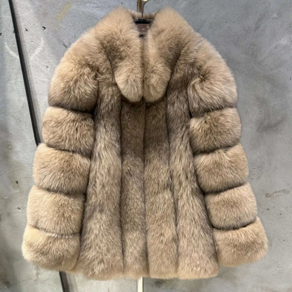 KIMLUD, Long Fox Fur Coats Wholesale Winter Female Natural Fox Fur OutWear Full Pelt Real Fox Fur Jackets with Long Sleeve 909, KIMLUD Womens Clothes