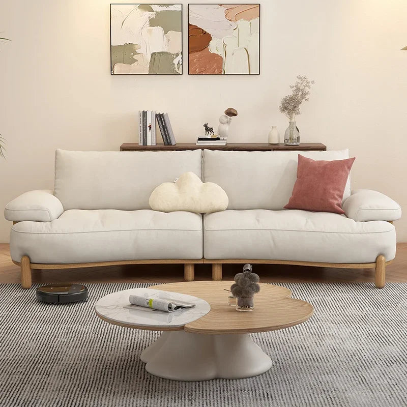 Foam Modern 3 Seater Sofa Soft Suede-Like Finish — White | KIMLUD