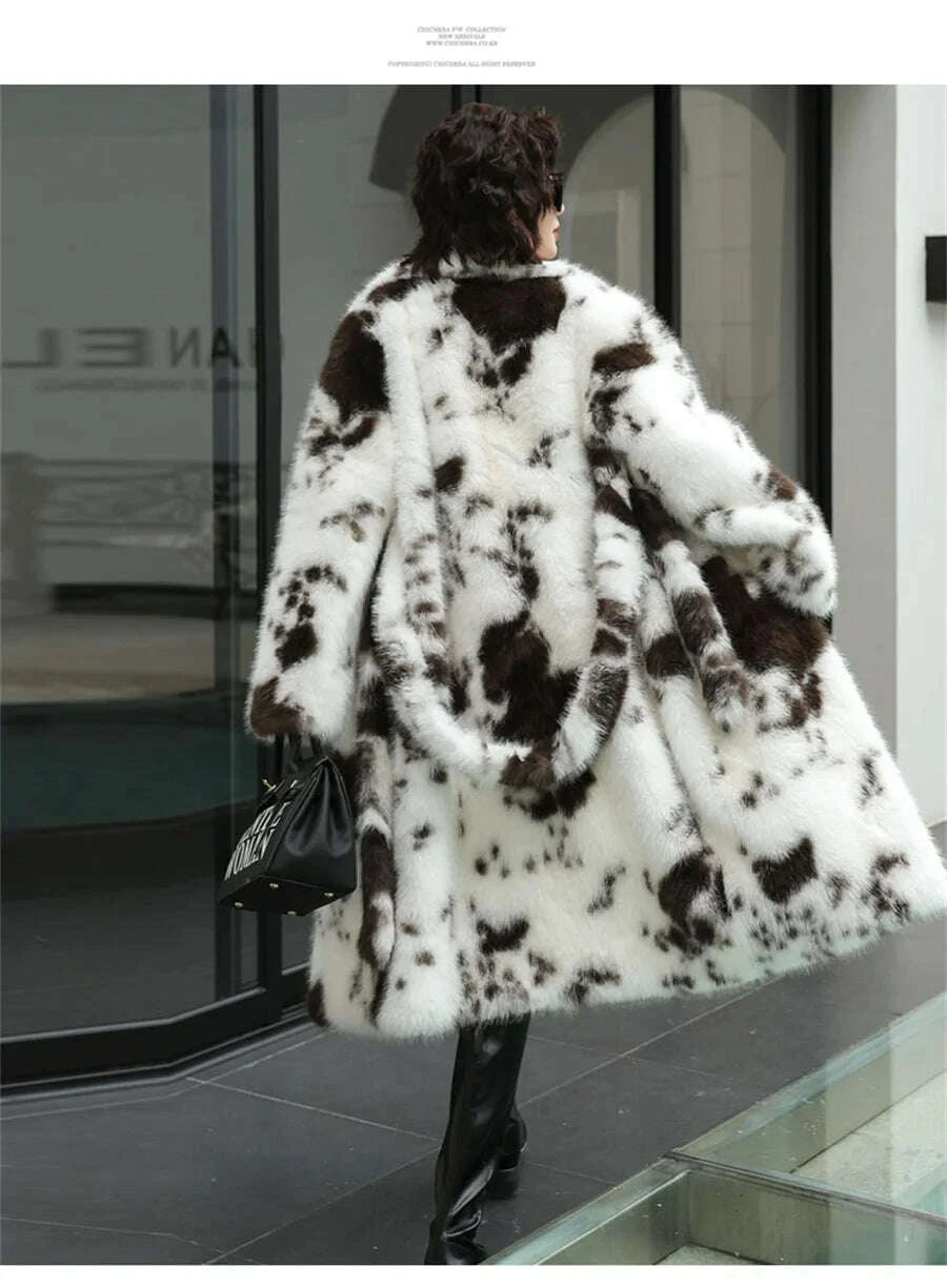 KIMLUD, ZAROY Luxury Fluffy Faux Mink Fur Long Women's Coat Fashion Gradient Fur Winter Thick Warm Outerwear Brand Design Overcoat шу, KIMLUD Womens Clothes
